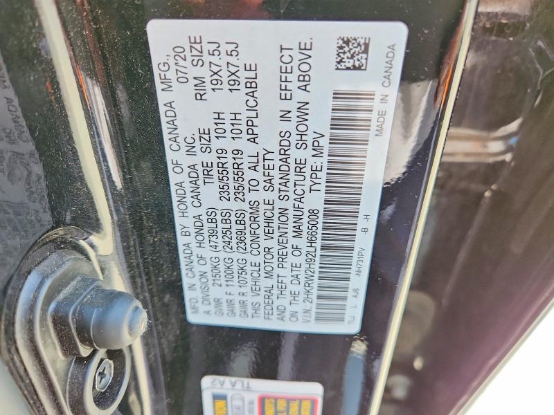 54456306 :رقم المزاد ، 2HKRW2H92LH665008 vin ، 2020 Honda Cr-v مزاد بيع