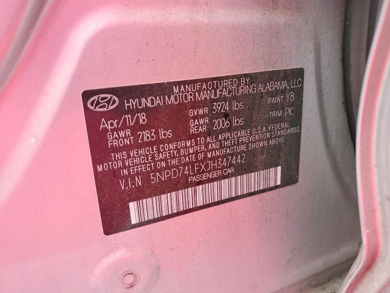 2018 Hyundai Elantra მანქანა იყიდება აუქციონზე, vin: 5NPD74LFXJH347442, აუქციონის ნომერი: 53047086