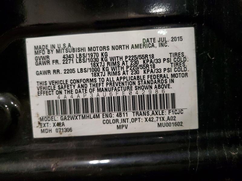 Aukcja sprzedaży 2015 Mitsubishi Outlander Sport, vin: 4A4AP3AU6FE042986, numer aukcji: 54868546