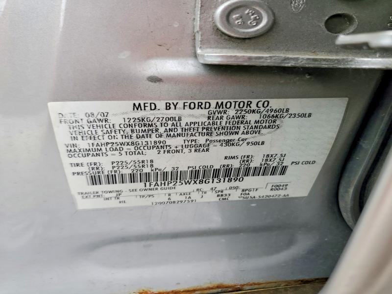 52492206 :رقم المزاد ، 1FAHP25WX8G131890 vin ، 2008 Ford Taurus مزاد بيع