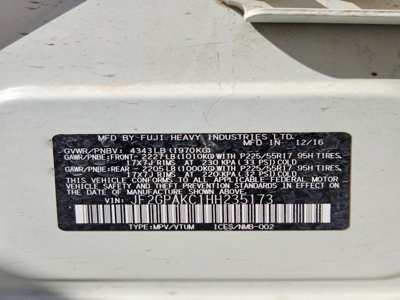 Aukcja sprzedaży 2017 Subaru Crosstrek, vin: JF2GPAKC1HH235173, numer aukcji: 53593966