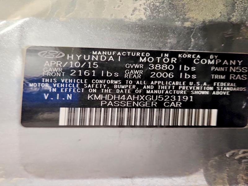 Aukcja sprzedaży 2016 Hyundai Elantra, vin: KMHDH4AHXGU523191, numer aukcji: 54549286