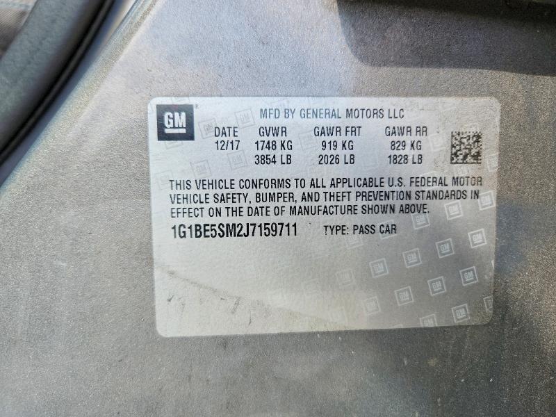 2018 Chevrolet Cruze მანქანა იყიდება აუქციონზე, vin: 1G1BE5SM2J7159711, აუქციონის ნომერი: 53518986
