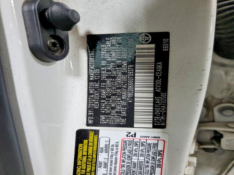 2006 Toyota Camry მანქანა იყიდება აუქციონზე, vin: 4T1BE30K66U709378, აუქციონის ნომერი: 52086156