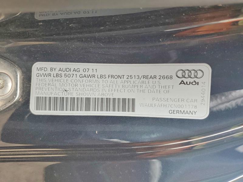 Продаж на аукціоні авто 2012 Audi A5, vin: WAULFAFH7CN001178, номер лоту: 52328236