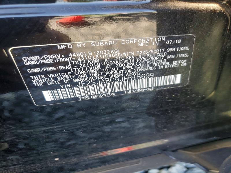 54254196 :رقم المزاد ، JF2SJABC9JH615699 vin ، 2018 Subaru Forester مزاد بيع