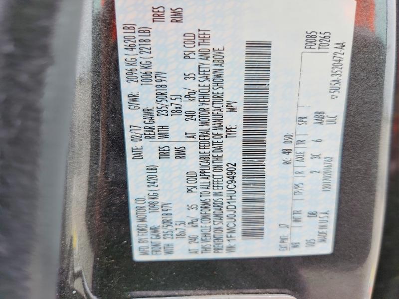 53031446 :رقم المزاد ، 1FMCU0JD1HUC94902 vin ، 2017 Ford Escape مزاد بيع