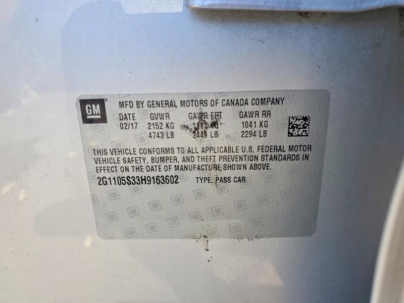 Aukcja sprzedaży 2017 Chevrolet Impala, vin: 2G1105S33H9163602, numer aukcji: 54135916