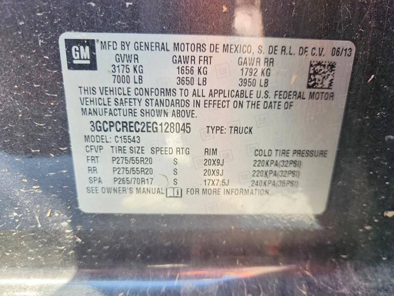 53013176 :رقم المزاد ، 3GCPCREC2EG128045 vin ، 2014 Chevrolet Silverado مزاد بيع