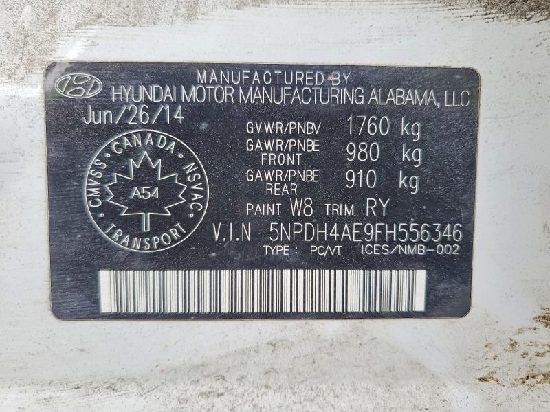 2015 Hyundai Elantra მანქანა იყიდება აუქციონზე, vin: 5NPDH4AE9FH556346, აუქციონის ნომერი: 52821776