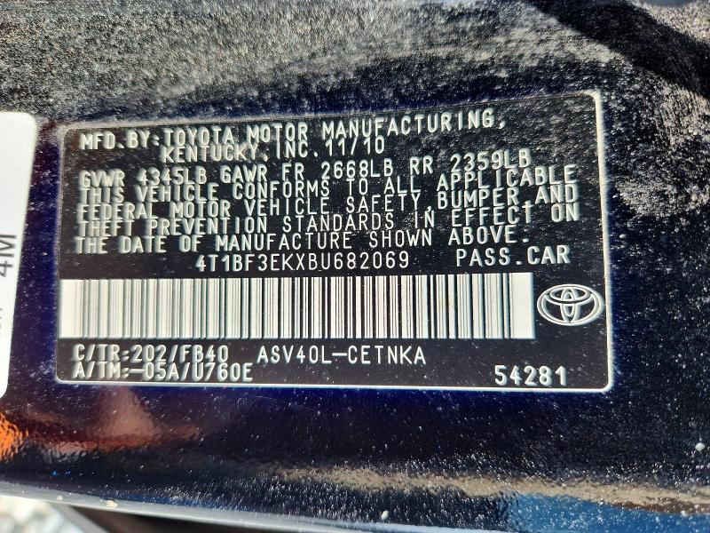 54628986 :رقم المزاد ، 4T1BF3EKXBU682069 vin ، 2011 Toyota Camry مزاد بيع