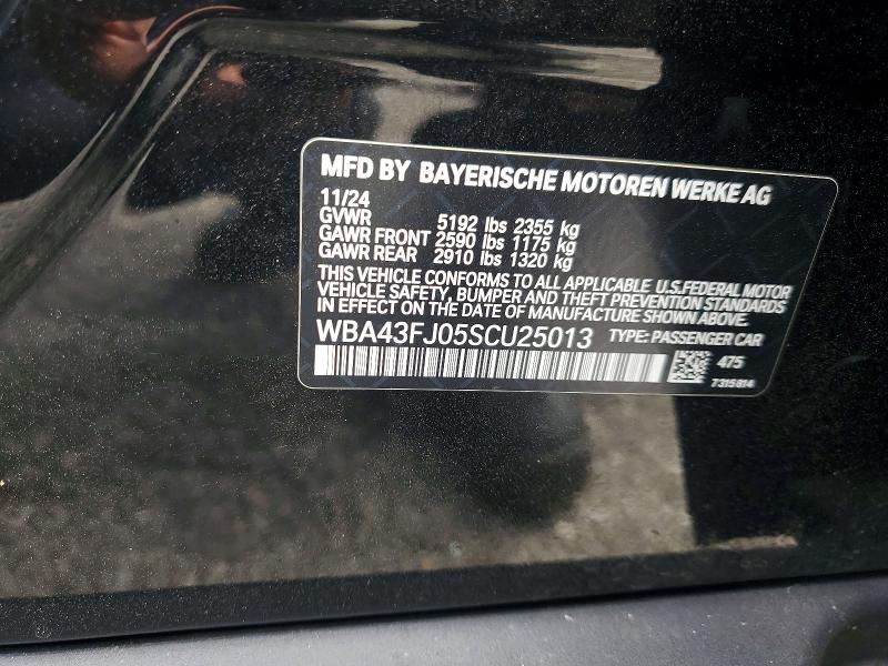 53054726 :رقم المزاد ، WBA43FJ05SCU25013 vin ، 2025 Bmw 530 مزاد بيع