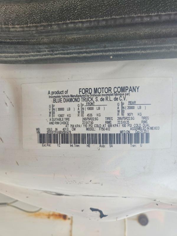 Aukcja sprzedaży 2011 Ford F750, vin: 3FRXF7FK6BV091478, numer aukcji: 61932366