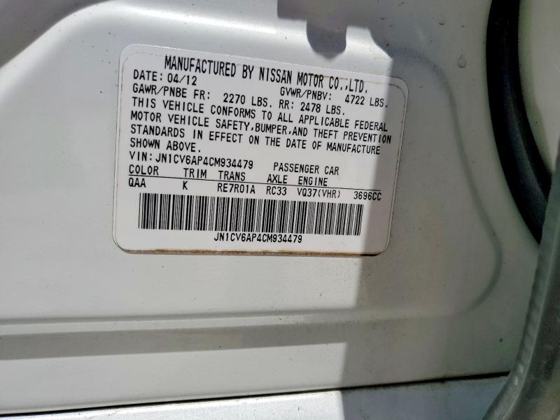 Aukcja sprzedaży 2012 Infiniti G37 Sedan, vin: JN1CV6AP4CM934479, numer aukcji: 52962756