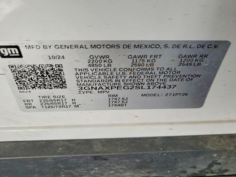 Продаж на аукціоні авто 2025 Chevrolet Equinox, vin: 3GNAXPEG2SL174437, номер лоту: 53619526