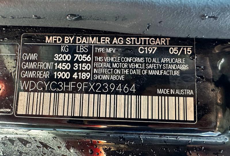 Aukcja sprzedaży 2015 Mercedes-benz G, vin: WDCYC3HF9FX239464, numer aukcji: 55152996