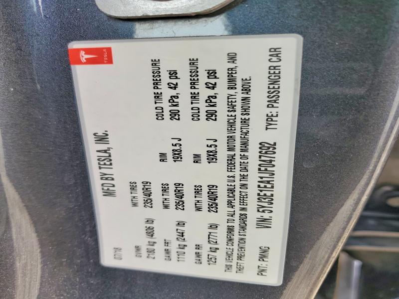 Продажа на аукционе авто 2018 Tesla Model 3, vin: 5YJ3E1EA1JF047692, номер лота: 52395106