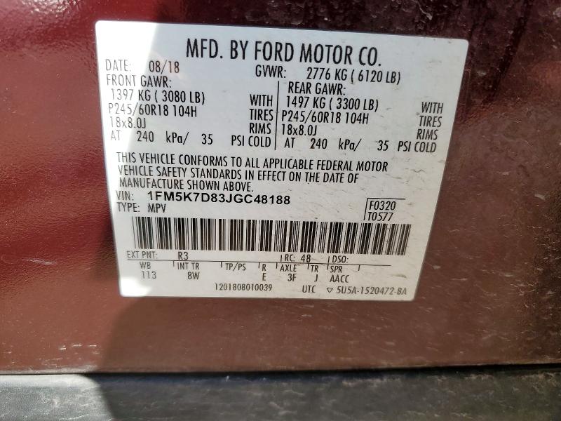 Aukcja sprzedaży 2018 Ford Explorer, vin: 1FM5K7D83JGC48188, numer aukcji: 53050306