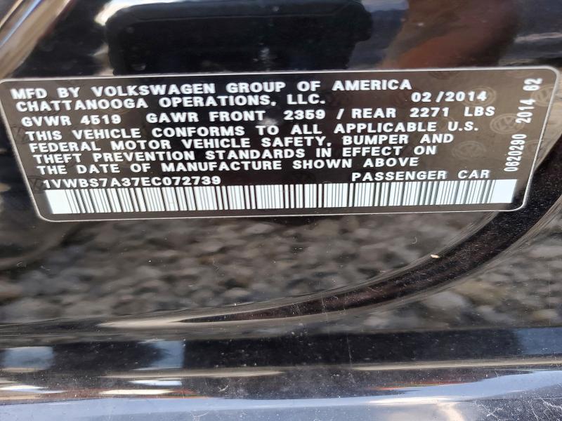 Продаж на аукціоні авто 2014 Volkswagen Passat, vin: 1VWBS7A37EC072739, номер лоту: 53950496