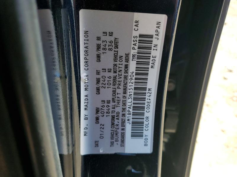 Aukcja sprzedaży 2022 Mazda 3, vin: JM1BPALL3N1512904, numer aukcji: 53406956