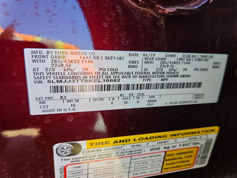 Продажа на аукционе авто 2019 Lincoln Navigator, vin: 5LMJJ3TT9KEL16682, номер лота: 53642876