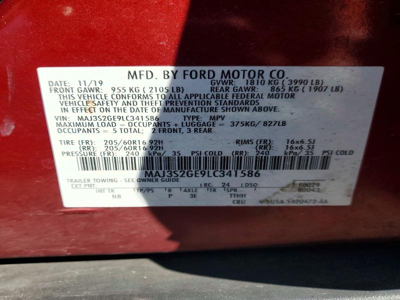 Aukcja sprzedaży 2020 Ford Ecosport, vin: MAJ3S2GE9LC341586, numer aukcji: 53409196
