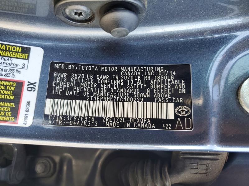 54464546 :رقم المزاد ، 2T1BPRHE7EC100229 vin ، 2014 Toyota Corolla مزاد بيع