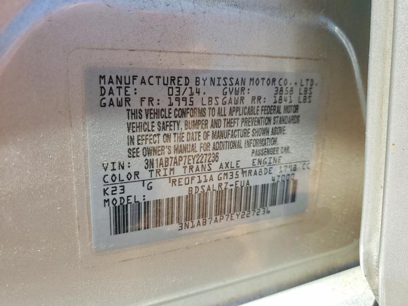 Aukcja sprzedaży 2014 Nissan Sentra, vin: 3N1AB7AP7EY227236, numer aukcji: 52840826