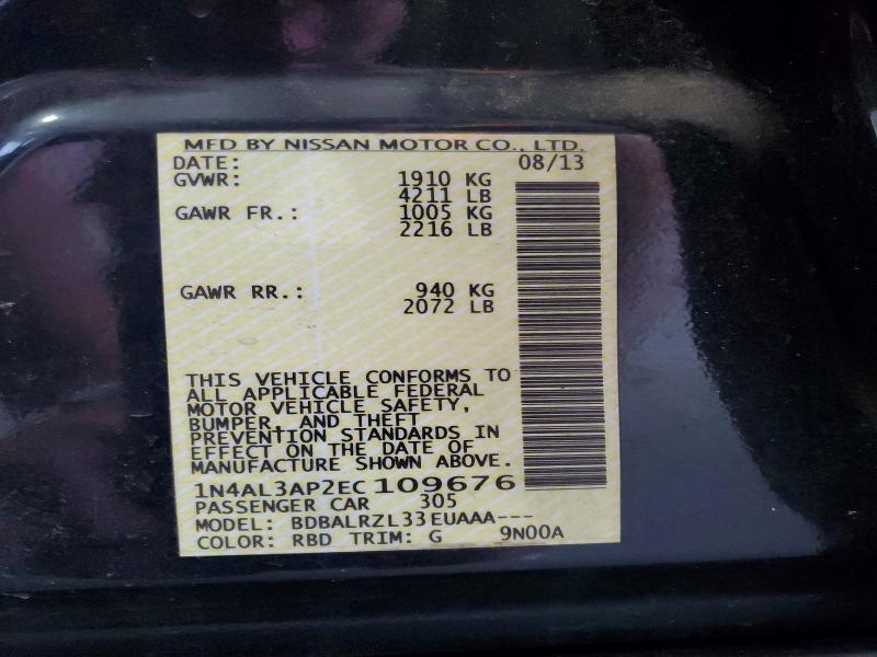 52644956 :رقم المزاد ، 1N4AL3AP2EC109676 vin ، 2014 Nissan Altima مزاد بيع