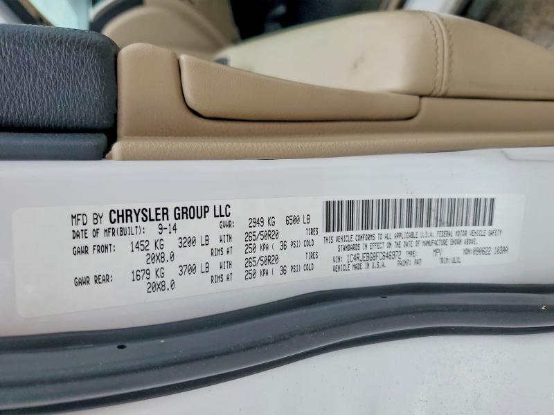 2015 Jeep Grand Cherokee მანქანა იყიდება აუქციონზე, vin: 1C4RJEBG8FC646972, აუქციონის ნომერი: 53103956