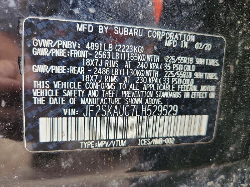 Продажа на аукционе авто 2020 Subaru Forester, vin: JF2SKAUC7LH529529, номер лота: 52667876