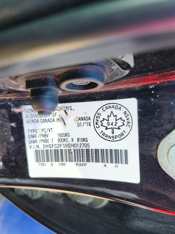 Aukcja sprzedaży 2016 Honda Civic, vin: 2HGFC2F59GH012705, numer aukcji: 53255226