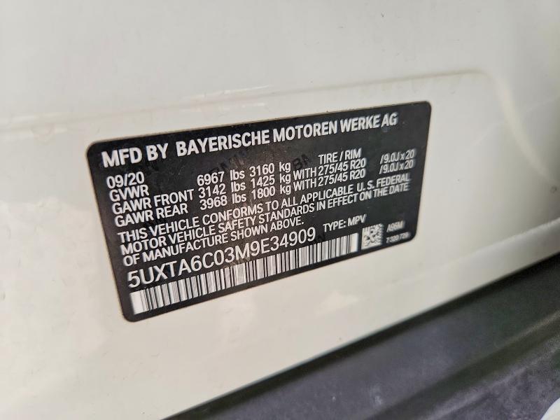 54904636 :رقم المزاد ، 5UXTA6C03M9E34909 vin ، 2021 Bmw X5 مزاد بيع
