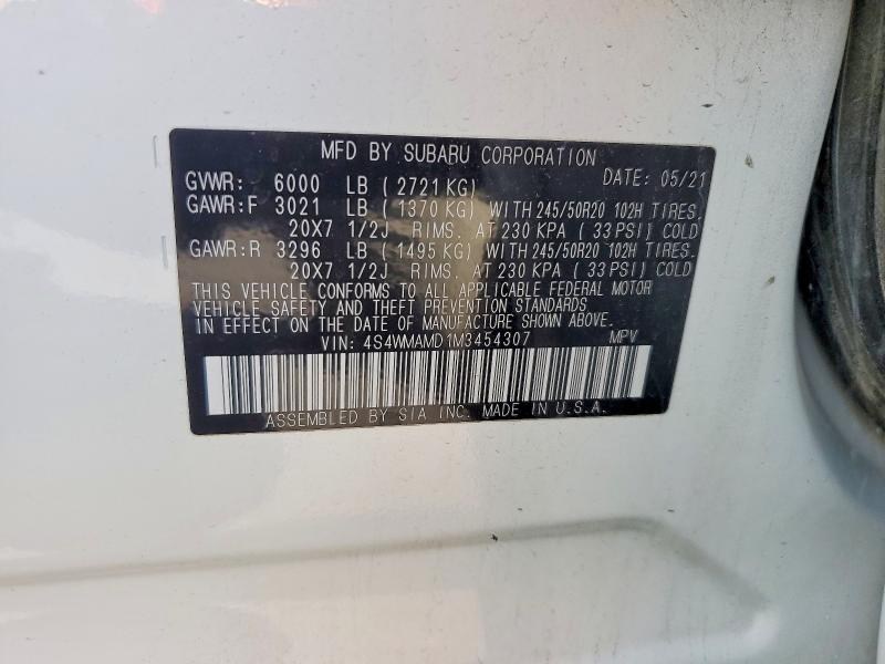 Продаж на аукціоні авто 2021 Subaru Ascent, vin: 4S4WMAMD1M3454307, номер лоту: 52782396