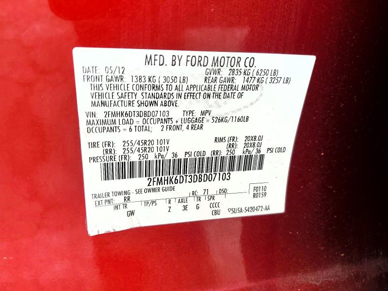 Продажа на аукционе авто 2013 Ford Flex, vin: 2FMHK6DT3DBD07103, номер лота: 52942896