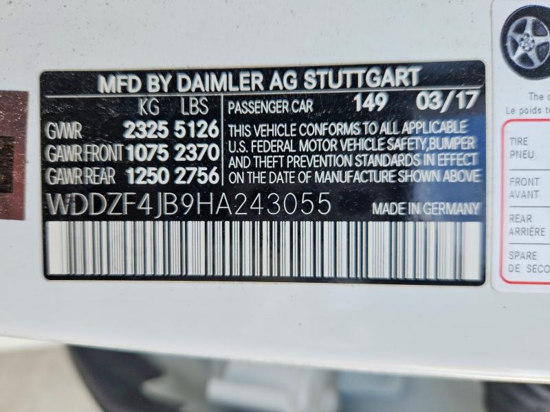 52653976 :رقم المزاد ، WDDZF4JB9HA243055 vin ، 2017 Mercedes-benz E مزاد بيع