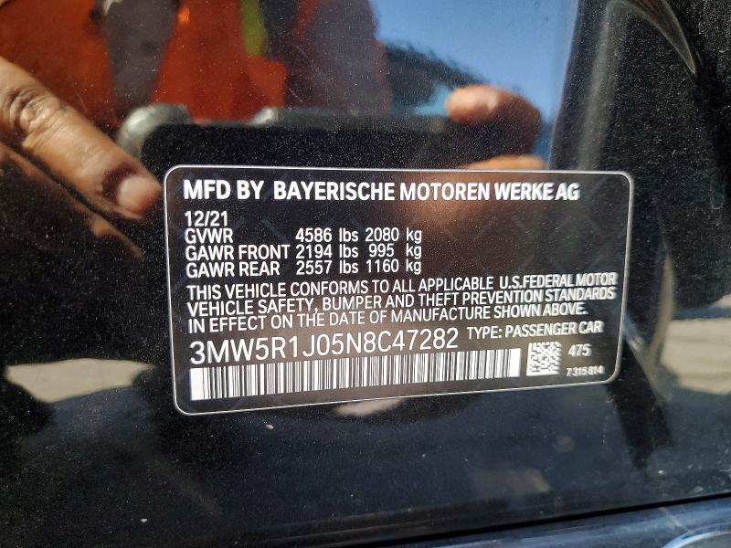 2022 Bmw 330i მანქანა იყიდება აუქციონზე, vin: 3MW5R1J05N8C47282, აუქციონის ნომერი: 52439866