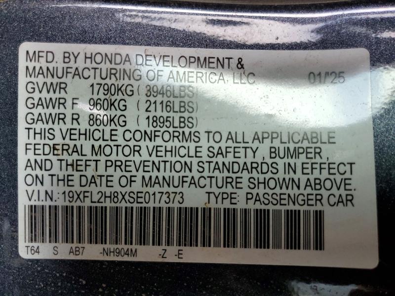Продаж на аукціоні авто 2025 Honda Civic, vin: 19XFL2H8XSE017373, номер лоту: 54629836