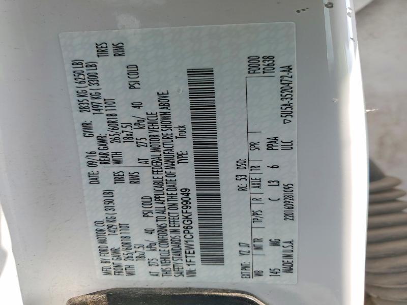 Продаж на аукціоні авто 2016 Ford F150, vin: 1FTEW1CP6GKF99049, номер лоту: 54599626