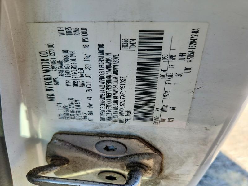 2015 Ford Transit Connect მანქანა იყიდება აუქციონზე, vin: NM0LS7E7XF1191027, აუქციონის ნომერი: 52224786