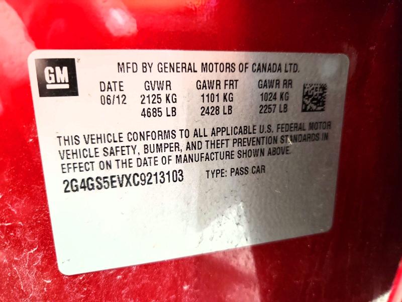 Aukcja sprzedaży 2012 Buick Regal, vin: 2G4GS5EVXC9213103, numer aukcji: 54239896