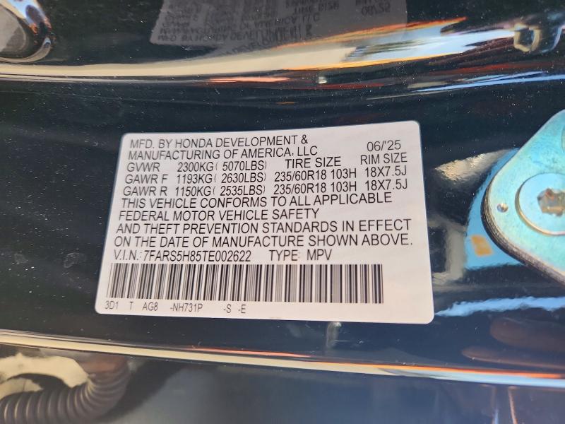 52383556 :رقم المزاد ، 7FARS5H85TE002622 vin ، 2026 Honda Cr-v مزاد بيع