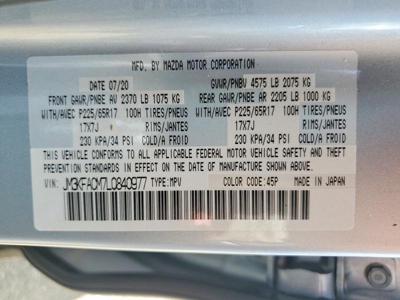 54270786 :رقم المزاد ، JM3KFACM7L0840977 vin ، 2020 Mazda Cx-5 مزاد بيع