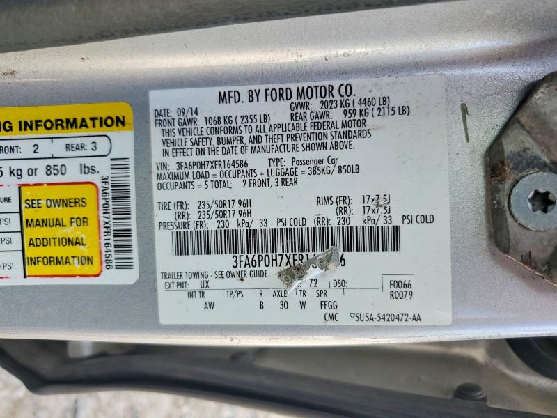 52162806 :رقم المزاد ، 3FA6P0H7XFR164586 vin ، 2015 Ford Fusion مزاد بيع