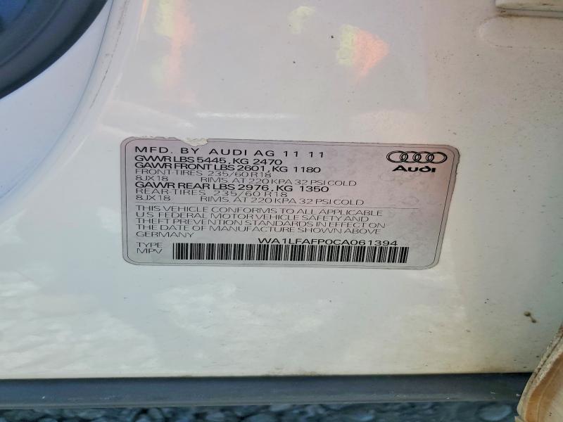 Продаж на аукціоні авто 2012 Audi Q5, vin: WA1LFAFP0CA061394, номер лоту: 53565856