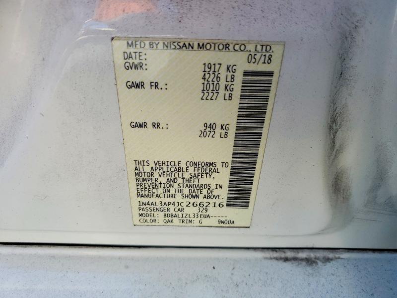 2018 Nissan Altima მანქანა იყიდება აუქციონზე, vin: 1N4AL3AP4JC266216, აუქციონის ნომერი: 54608596