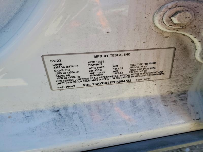 2023 Tesla Model Y მანქანა იყიდება აუქციონზე, vin: 7SAYGDEE7PA064722, აუქციონის ნომერი: 54995326