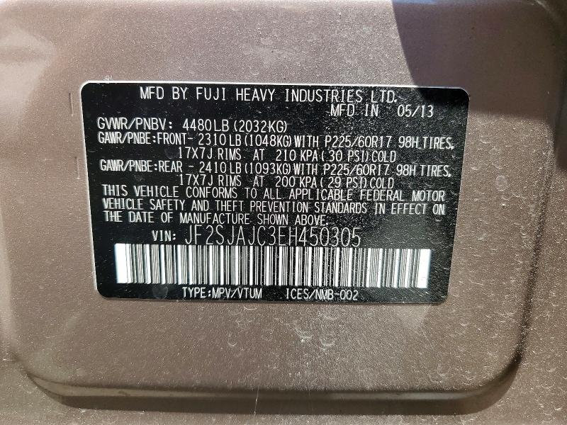 52873576 :رقم المزاد ، JF2SJAJC3EH450305 vin ، 2014 Subaru Forester مزاد بيع