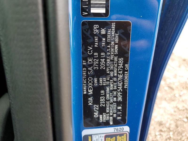 Продаж на аукціоні авто 2022 Kia Forte, vin: 3KPF54AD7NE479486, номер лоту: 51627296