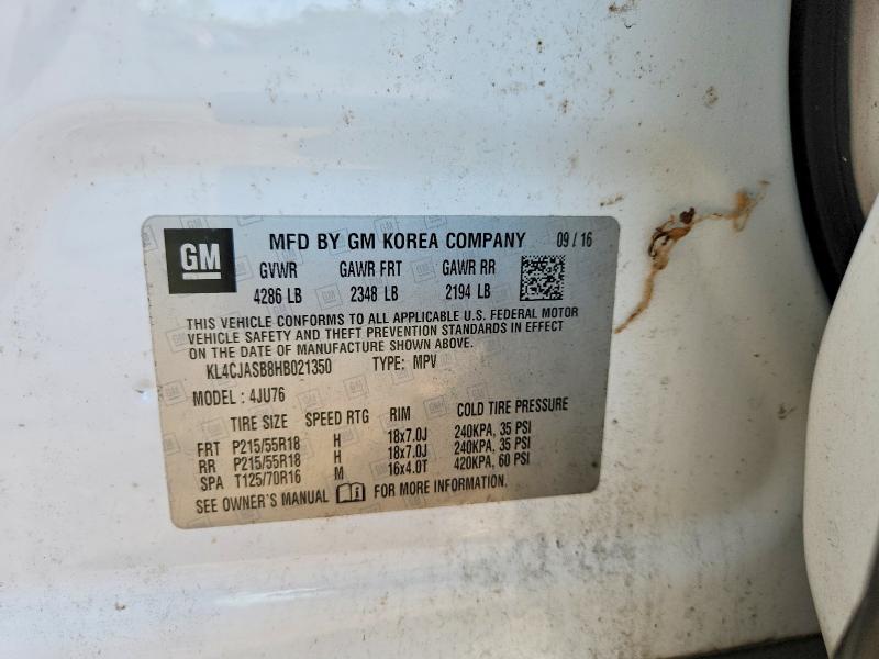 51937836 :رقم المزاد ، KL4CJASB8HB021350 vin ، 2017 Buick Encore مزاد بيع